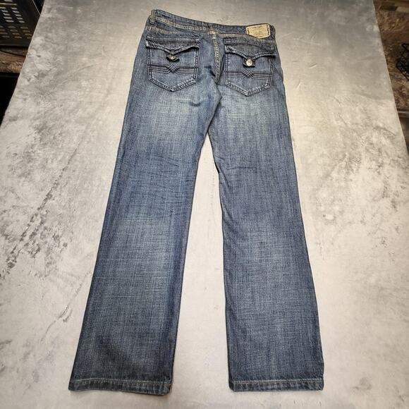 Buffalo David Bitton Jeans Mens 33x31 Blue Denim Straight Leg Flap Pocket Casual - Picture 7 of 8